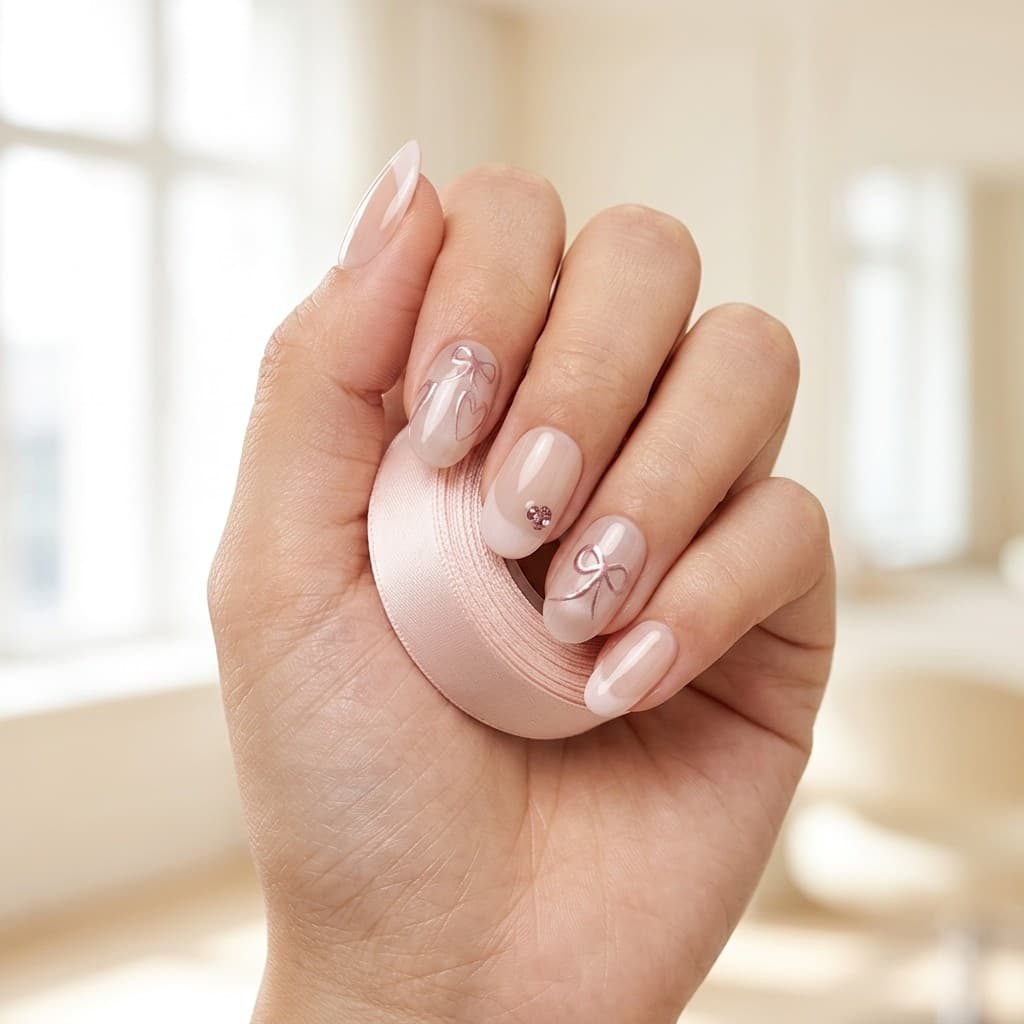 Blush Bowlet press-on nails