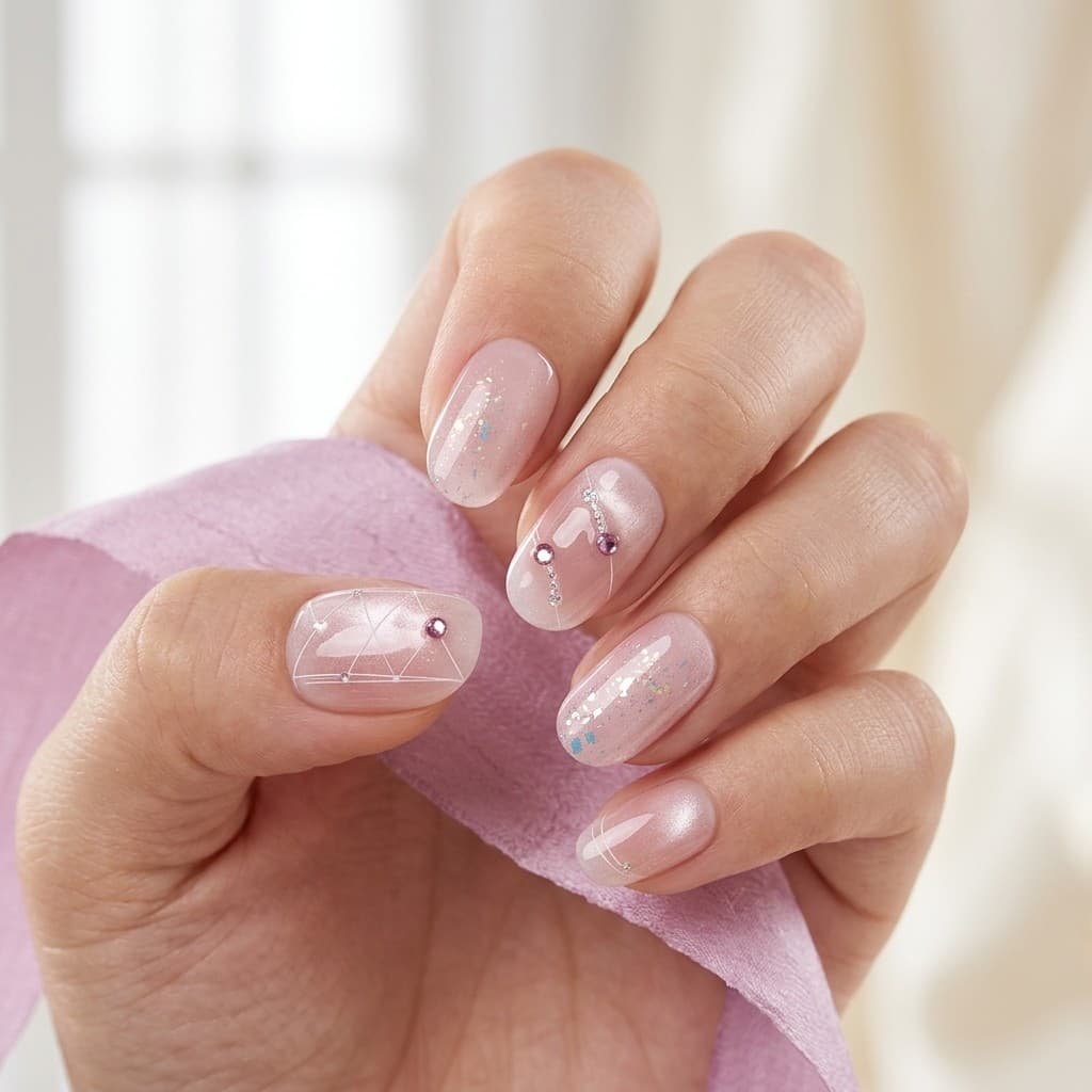 Blush Diamond Whisper press-on nails