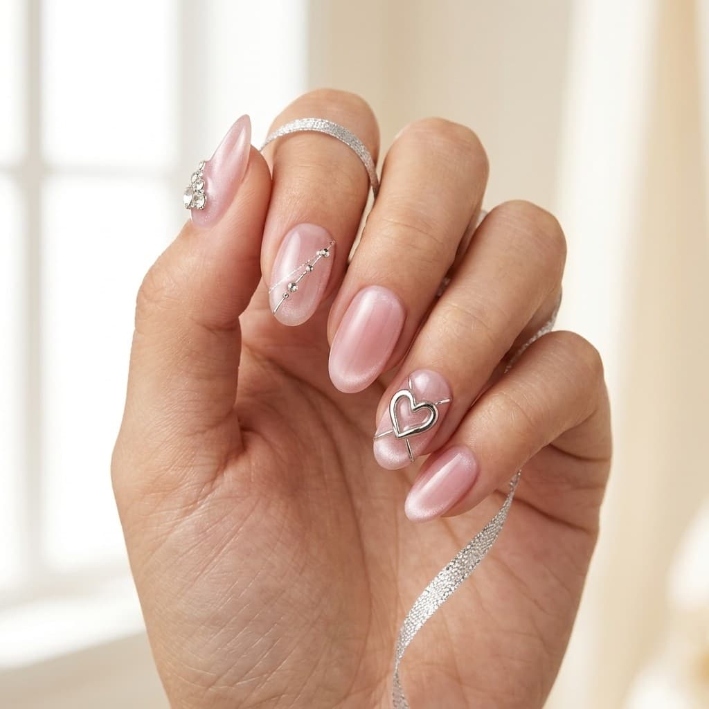 Blush Gleam press-on nails