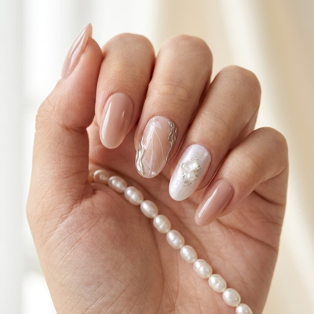 Blush Pearl Gleam press-on nails