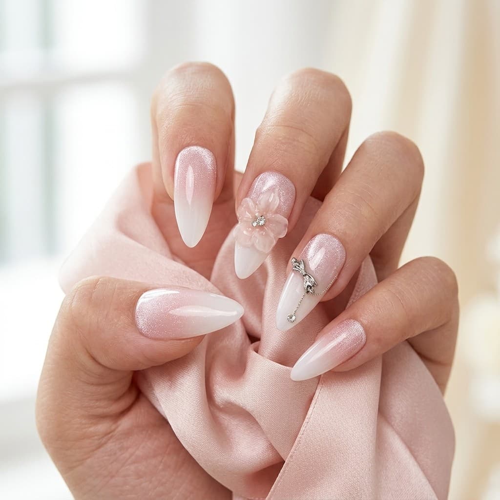 Blushing Ballet press-on nails