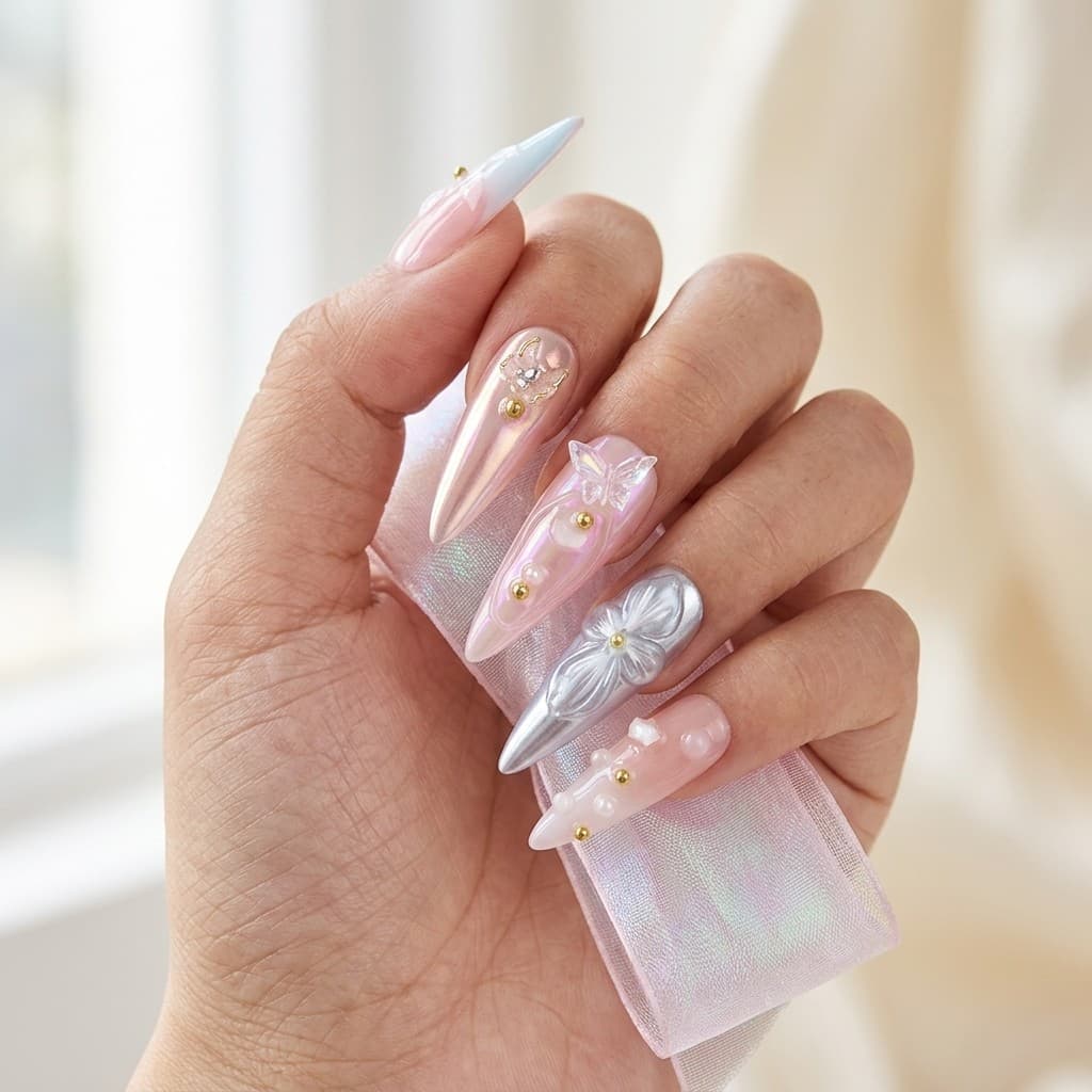 Blush Butterfly Dream press-on nails