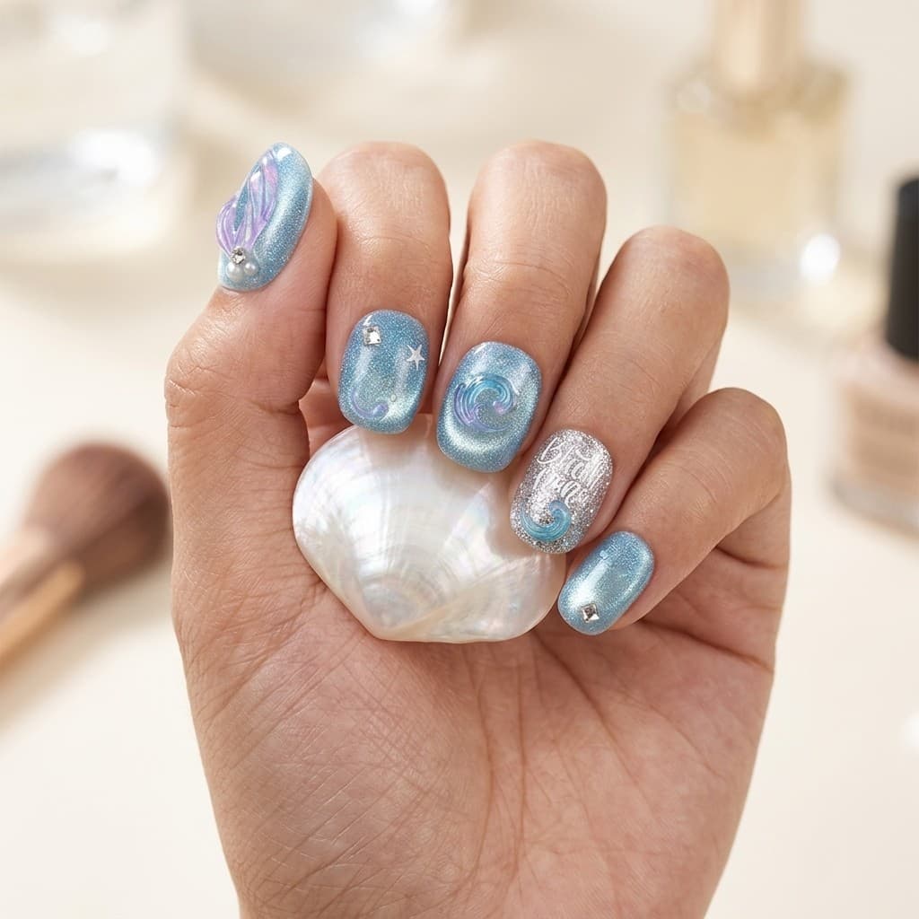 Celestial Blue press-on nails