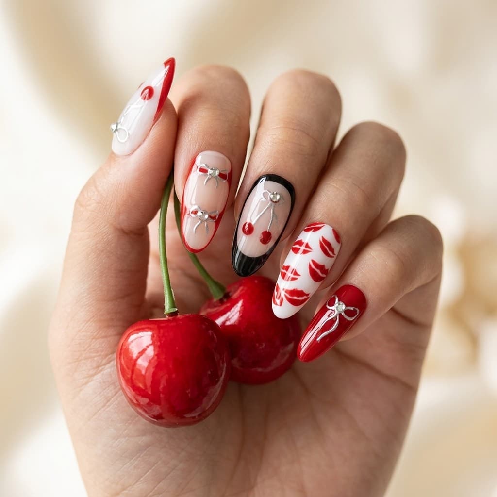 Cherry Lips press-on nails