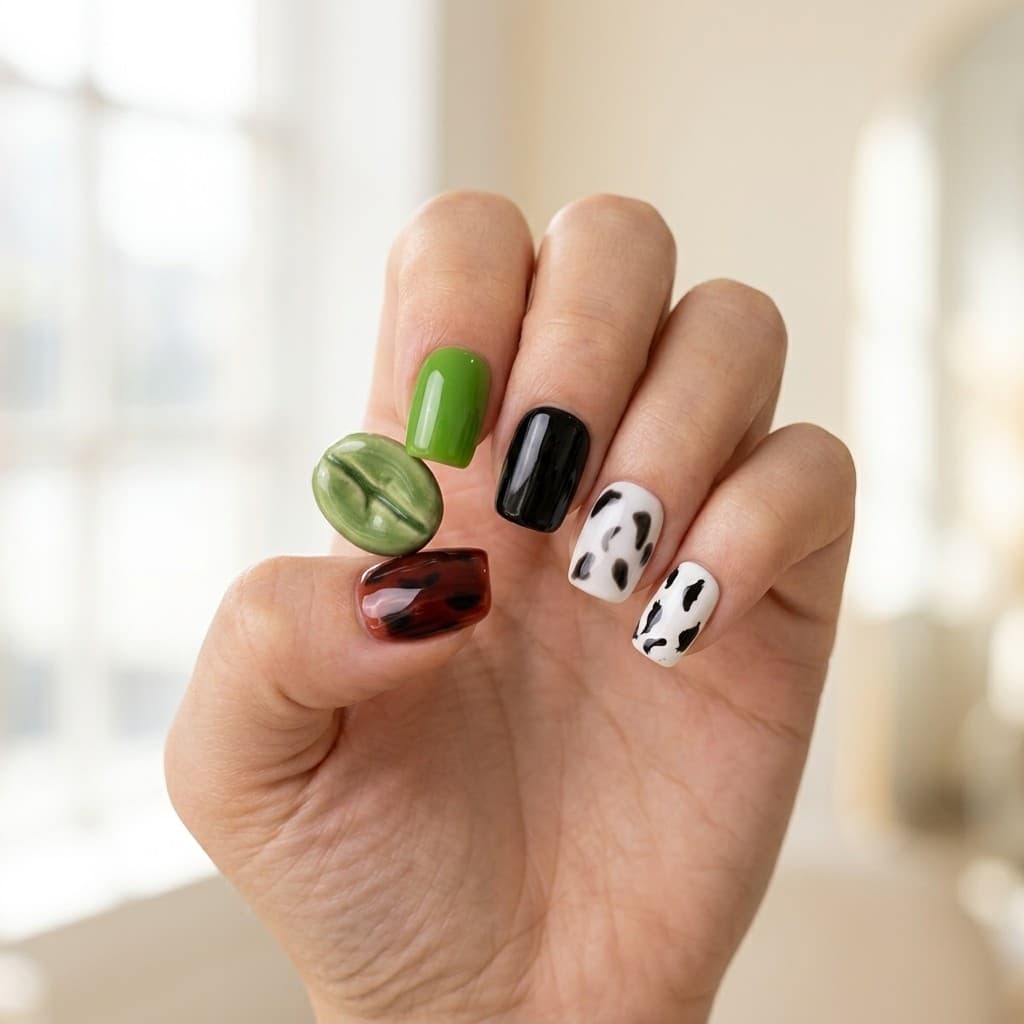 Cocoa Cow Mix press-on nails