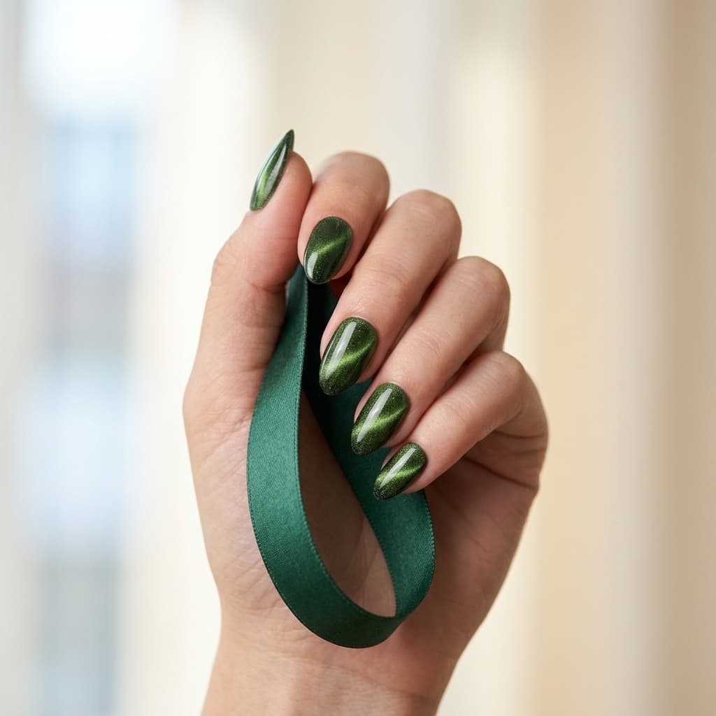 Emerald Optic press-on nails