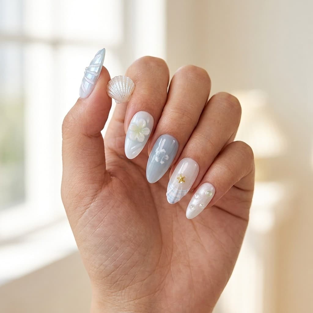 Ethereal Blue press-on nails