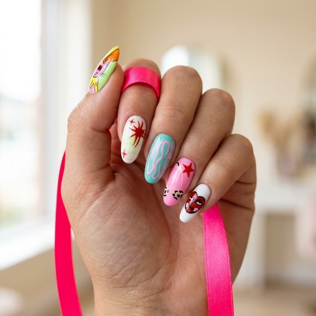 Feline Stars press-on nails
