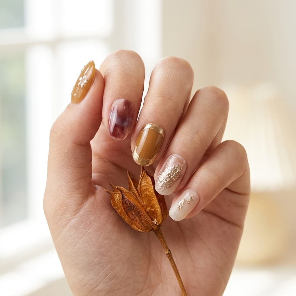Gilded Brown press-on nails