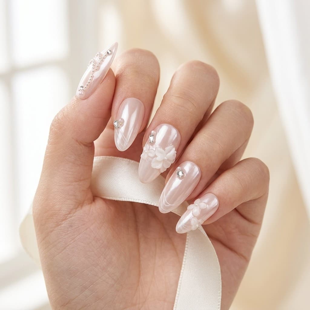 Glacial Blossom press-on nails