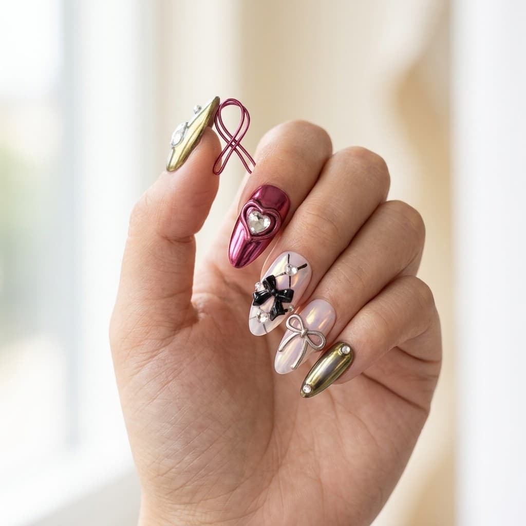 Glossy Love press-on nails