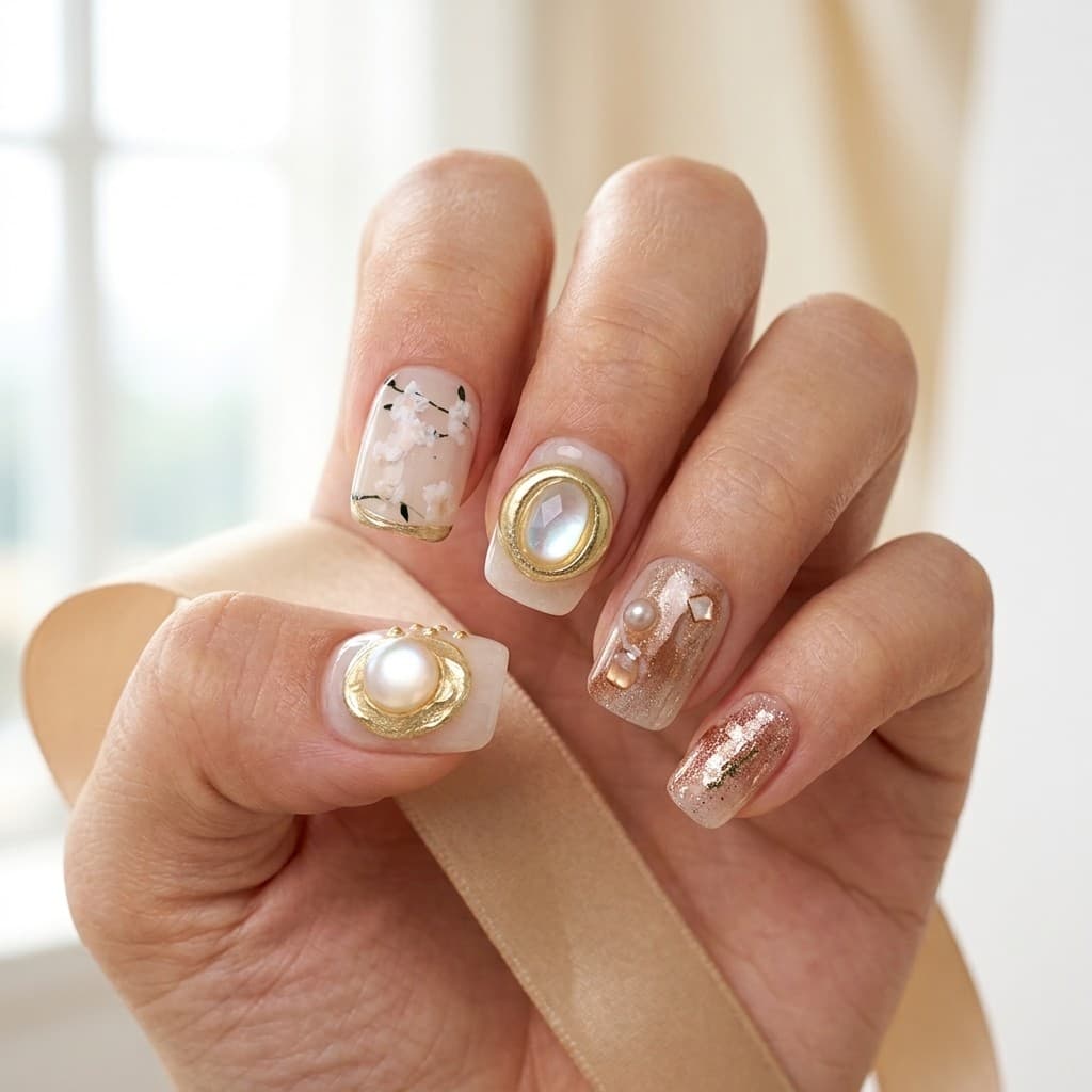 Gold Leaf Whisper press-on nails