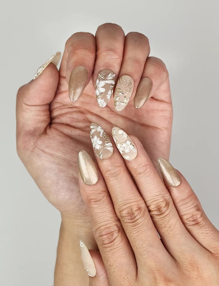 Golden Brown Floral Shine – image 3