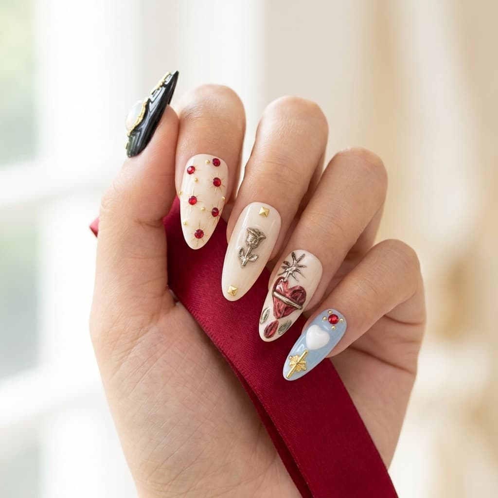 Gothic Blossoms press-on nails