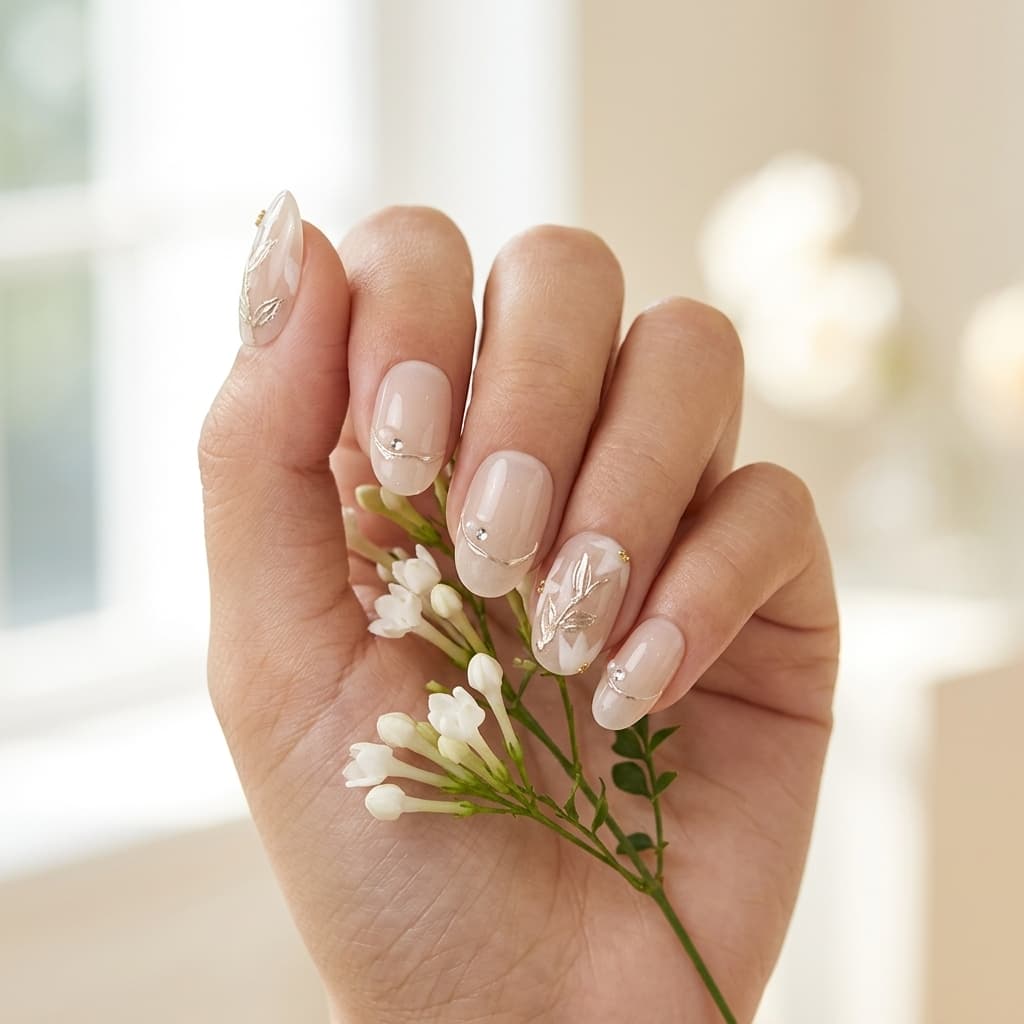 Ivory Bloom press-on nails