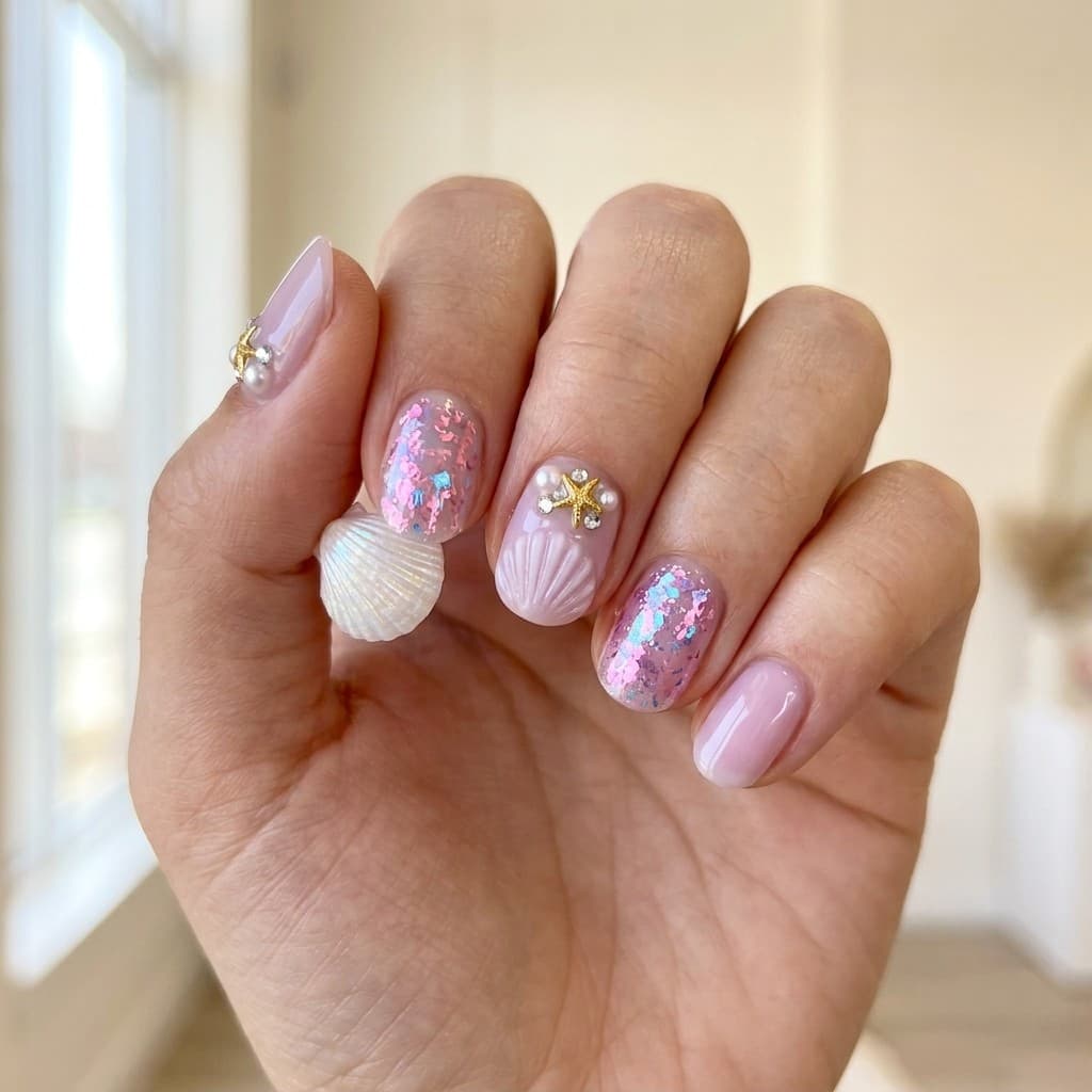 Lilac Seashell press-on nails