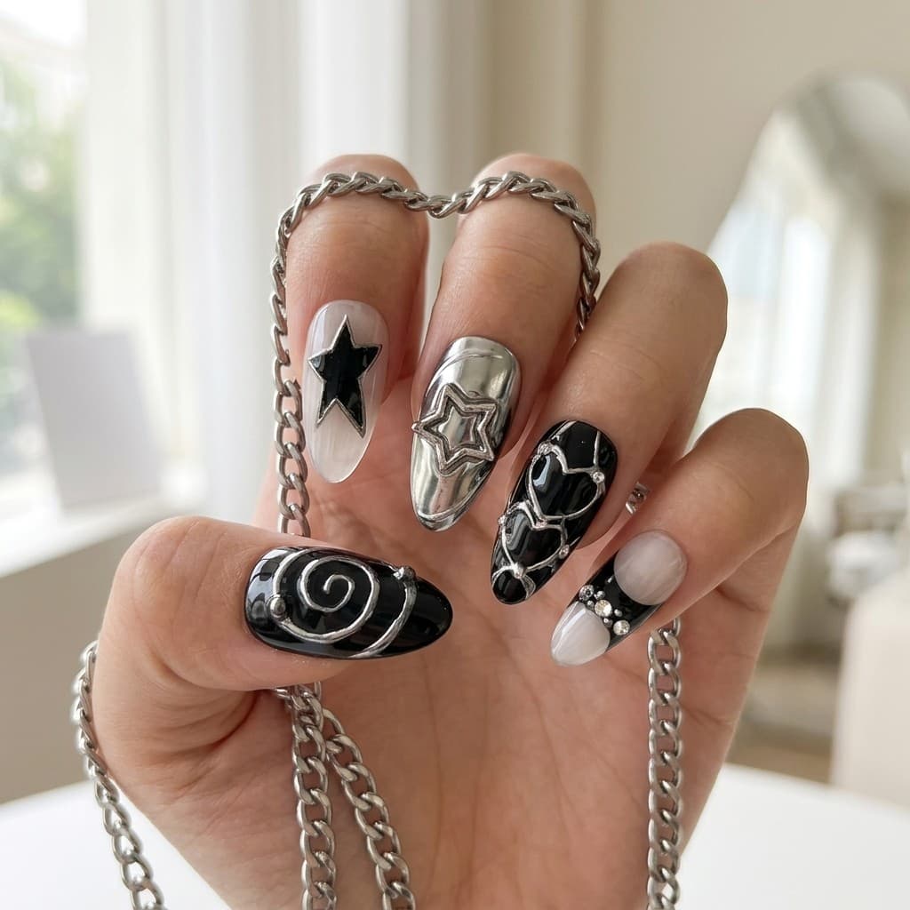 Midnight Stars press-on nails