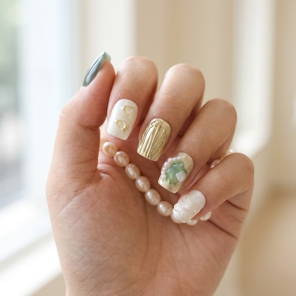 Mint Serenity press-on nails