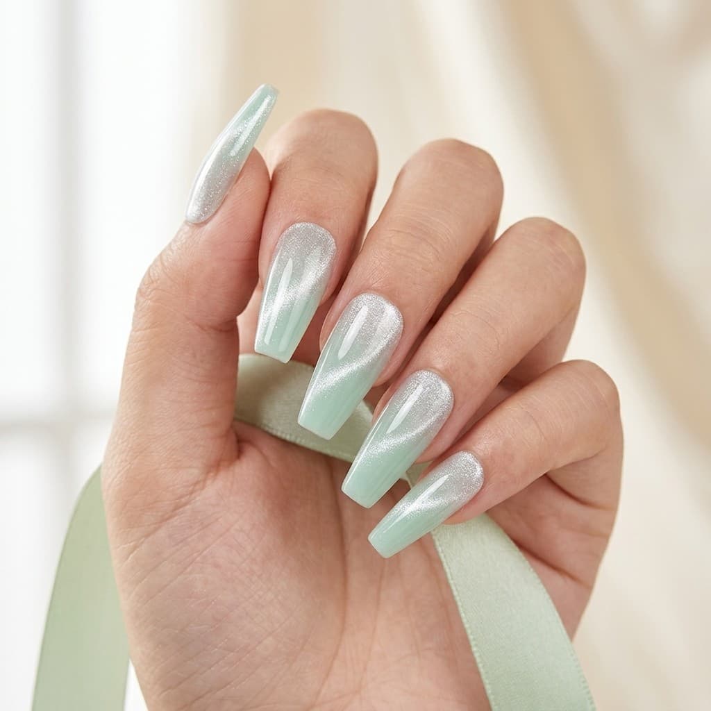 Misty Mint Fade press-on nails