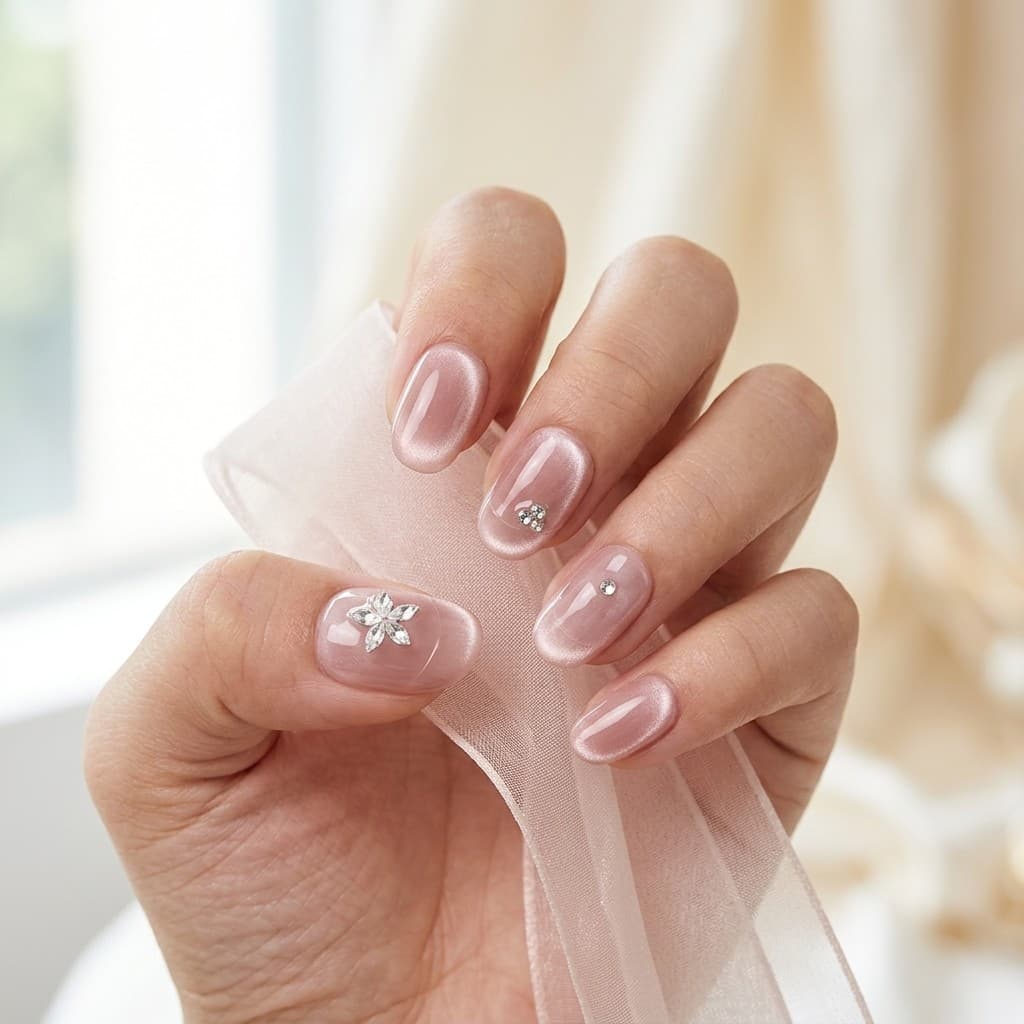 Misty Rose Blossom press-on nails
