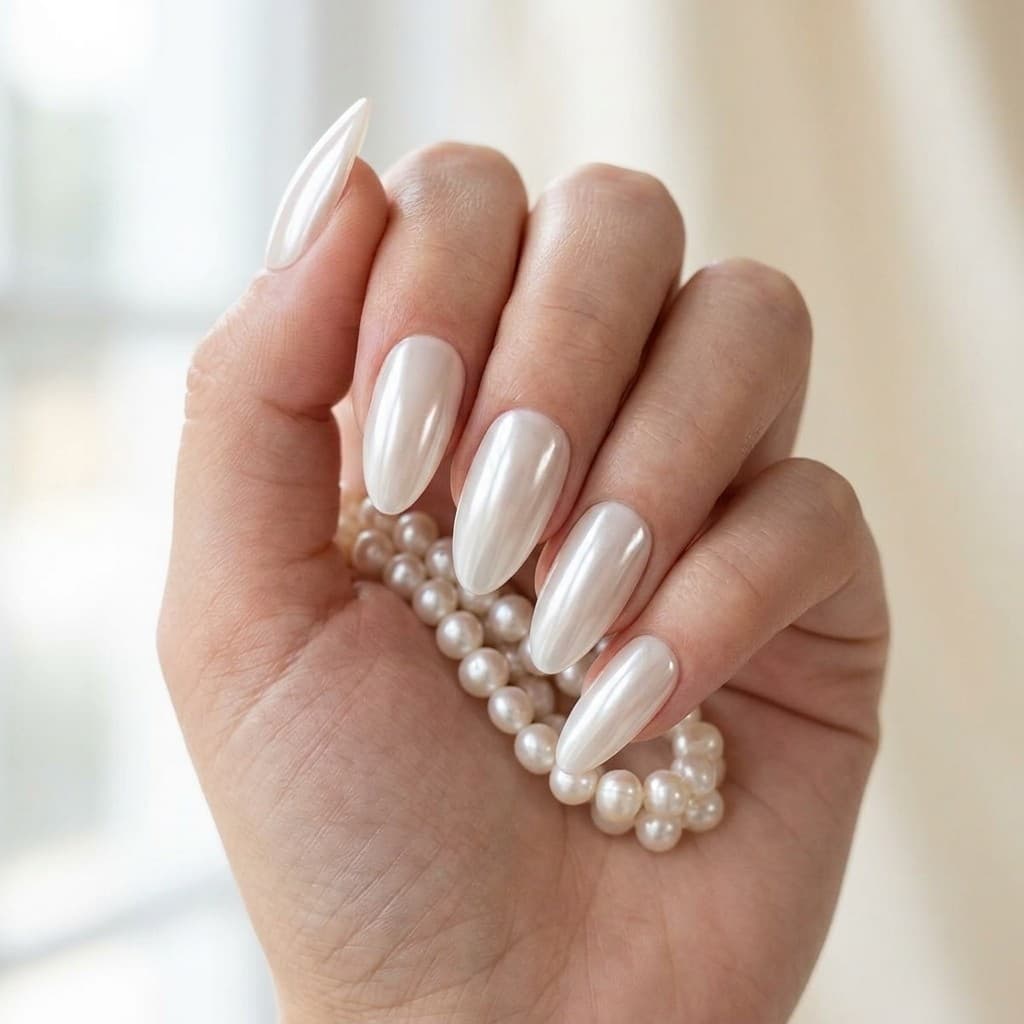 Moonlit Pearl press-on nails