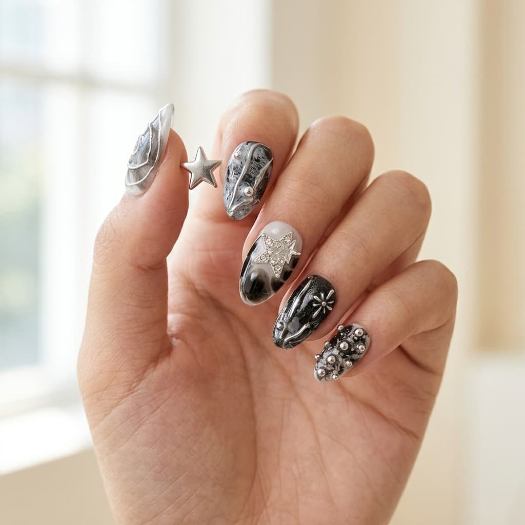 Moonlit Noir press-on nails