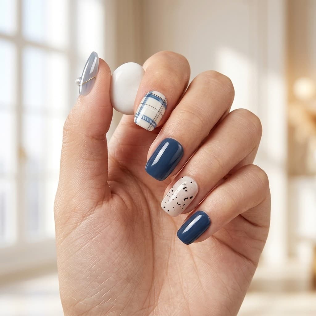 Nautical Stripe press-on nails