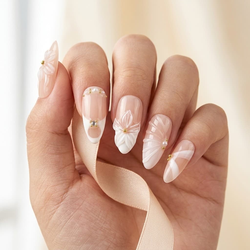 Peach Petal press-on nails