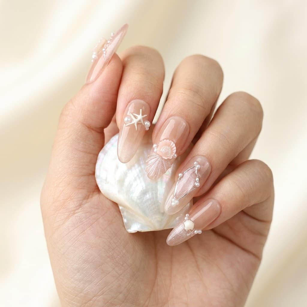 Peachy Seaside press-on nails