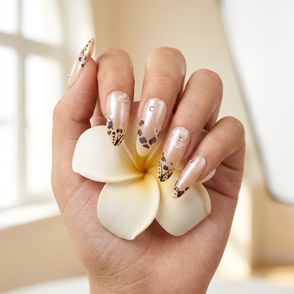 Pearly Blossom press-on nails