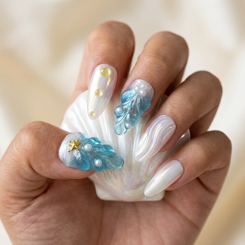 Sapphire Whisper press-on nails