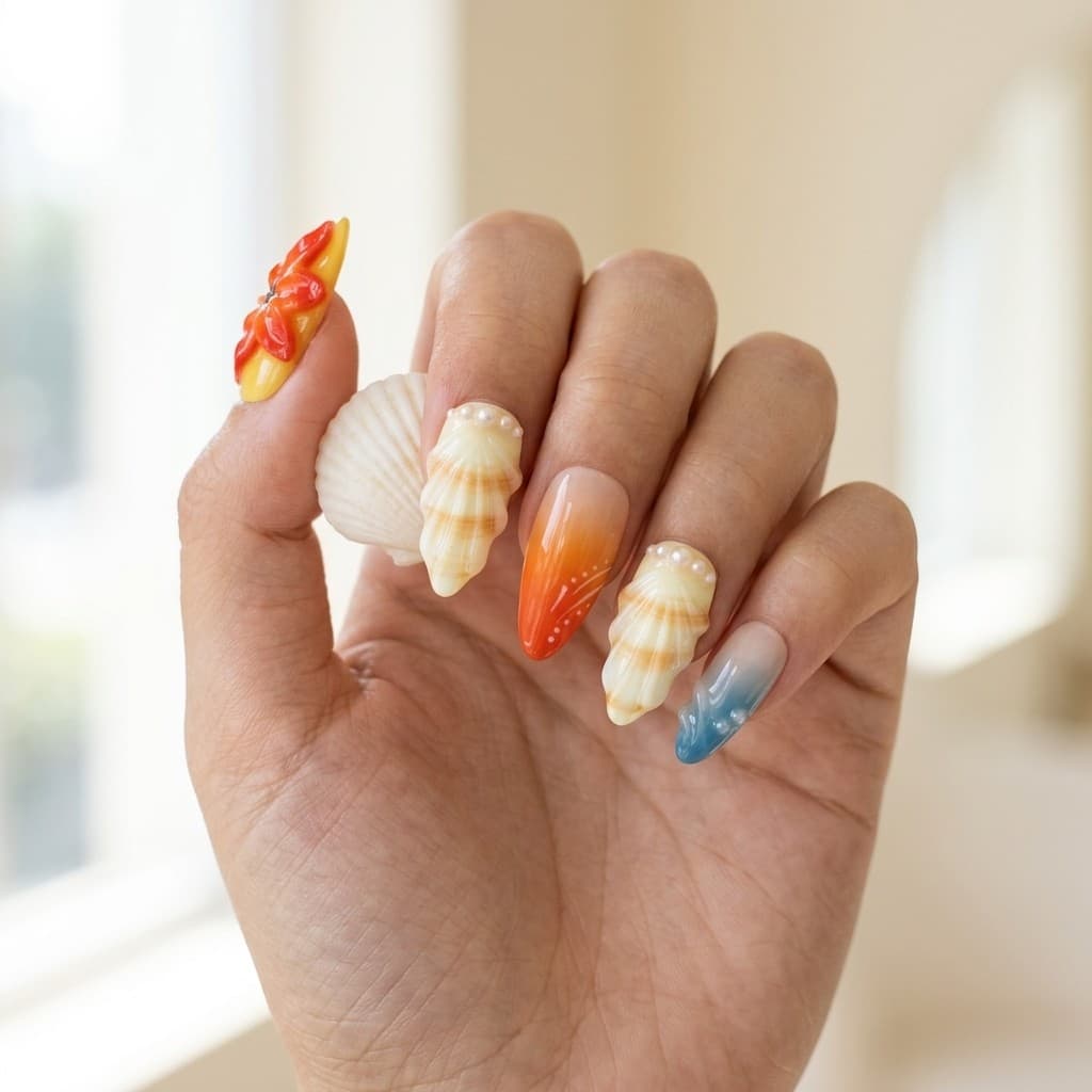 Seashell Lullaby press-on nails