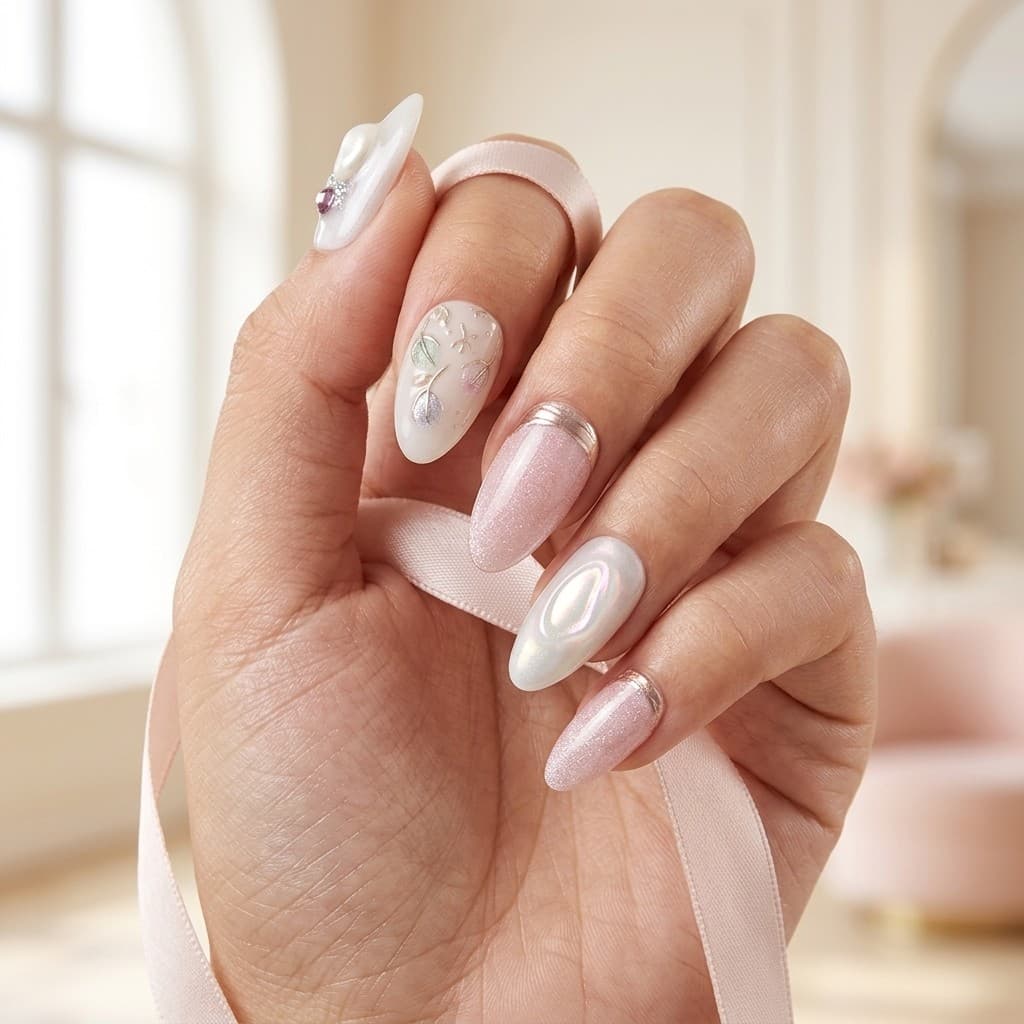 Shimmer Floral press-on nails