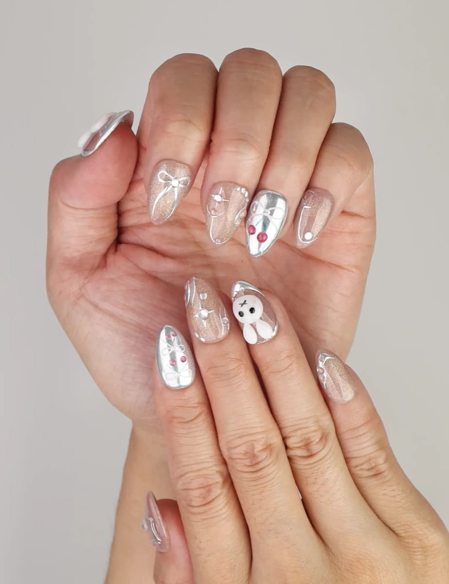 Silver Glitter Bunny – image 3
