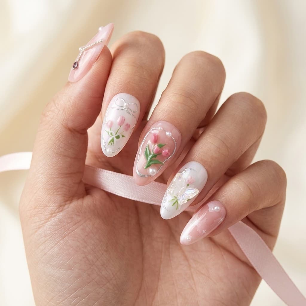 Tulip Delight press-on nails