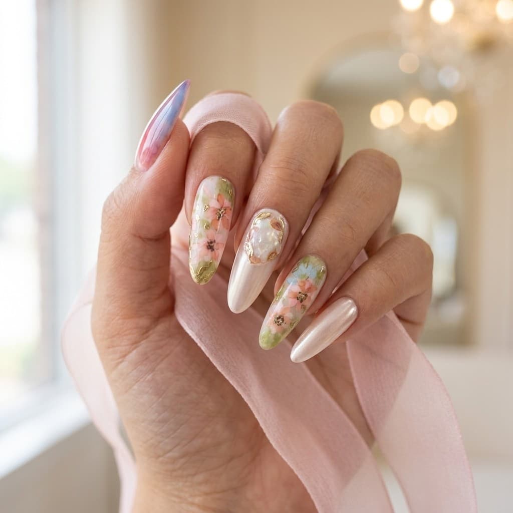 Vintage Floral Garden press-on nails
