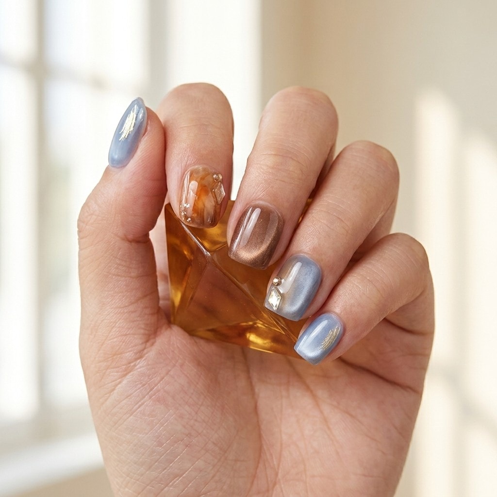 Amber Glow press-on nails