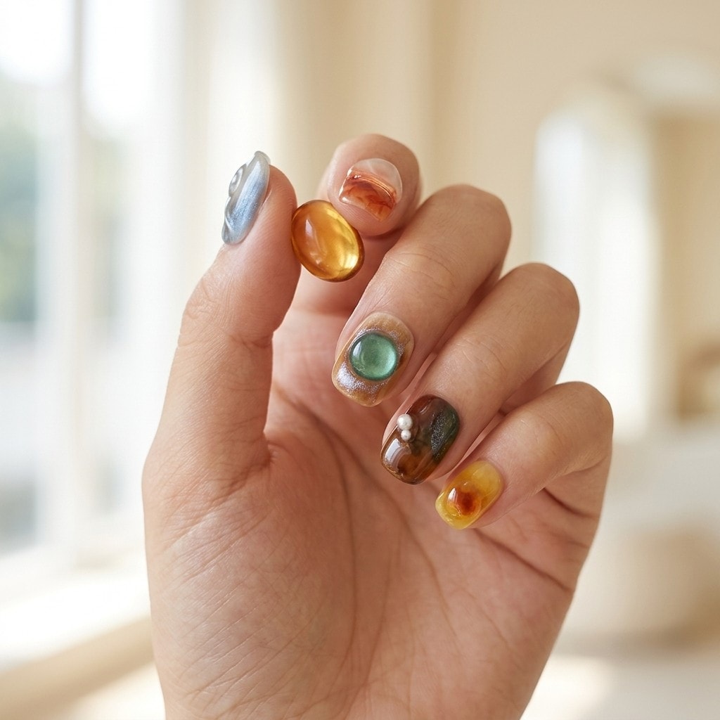Amber Whisper press-on nails