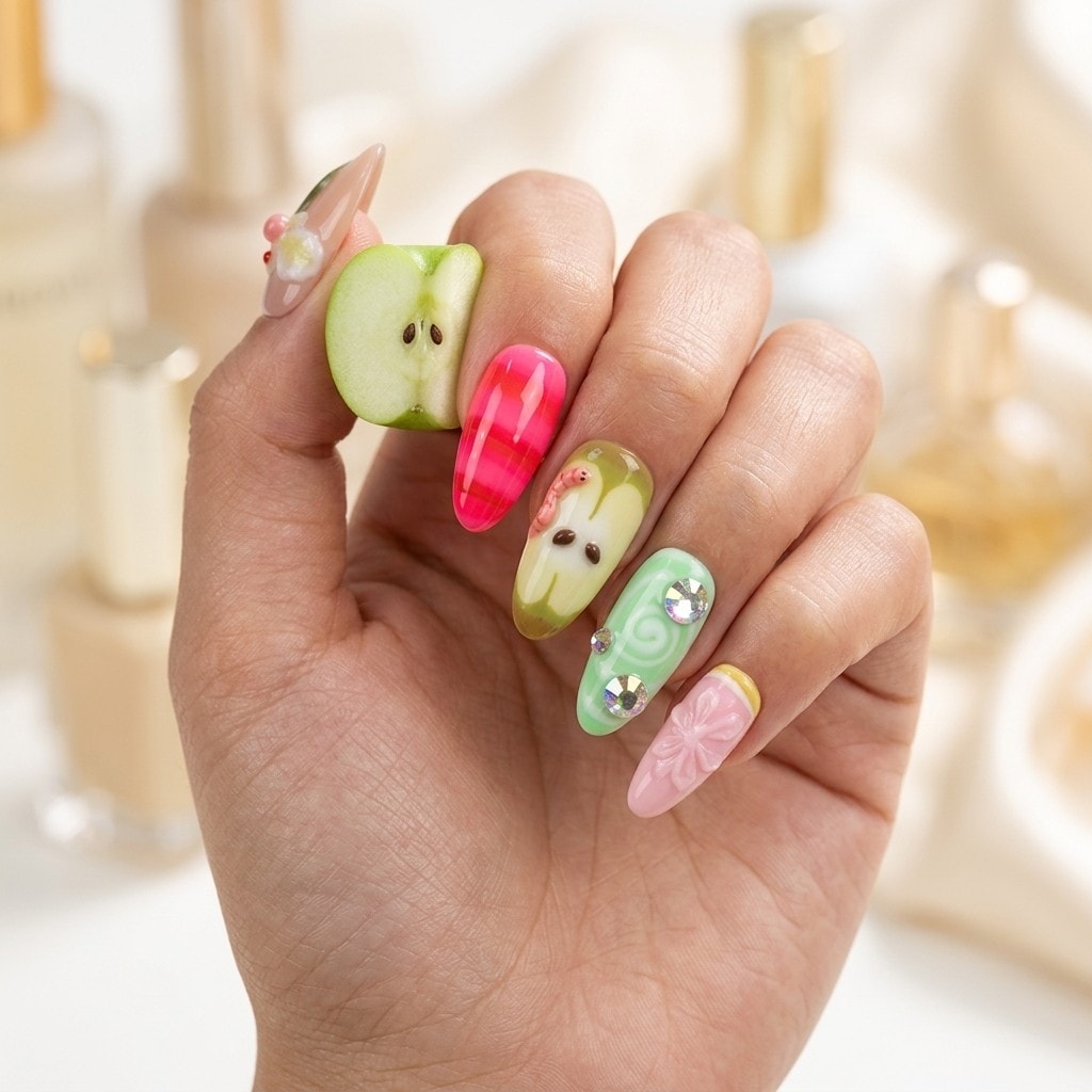 Apple Charm press-on nails