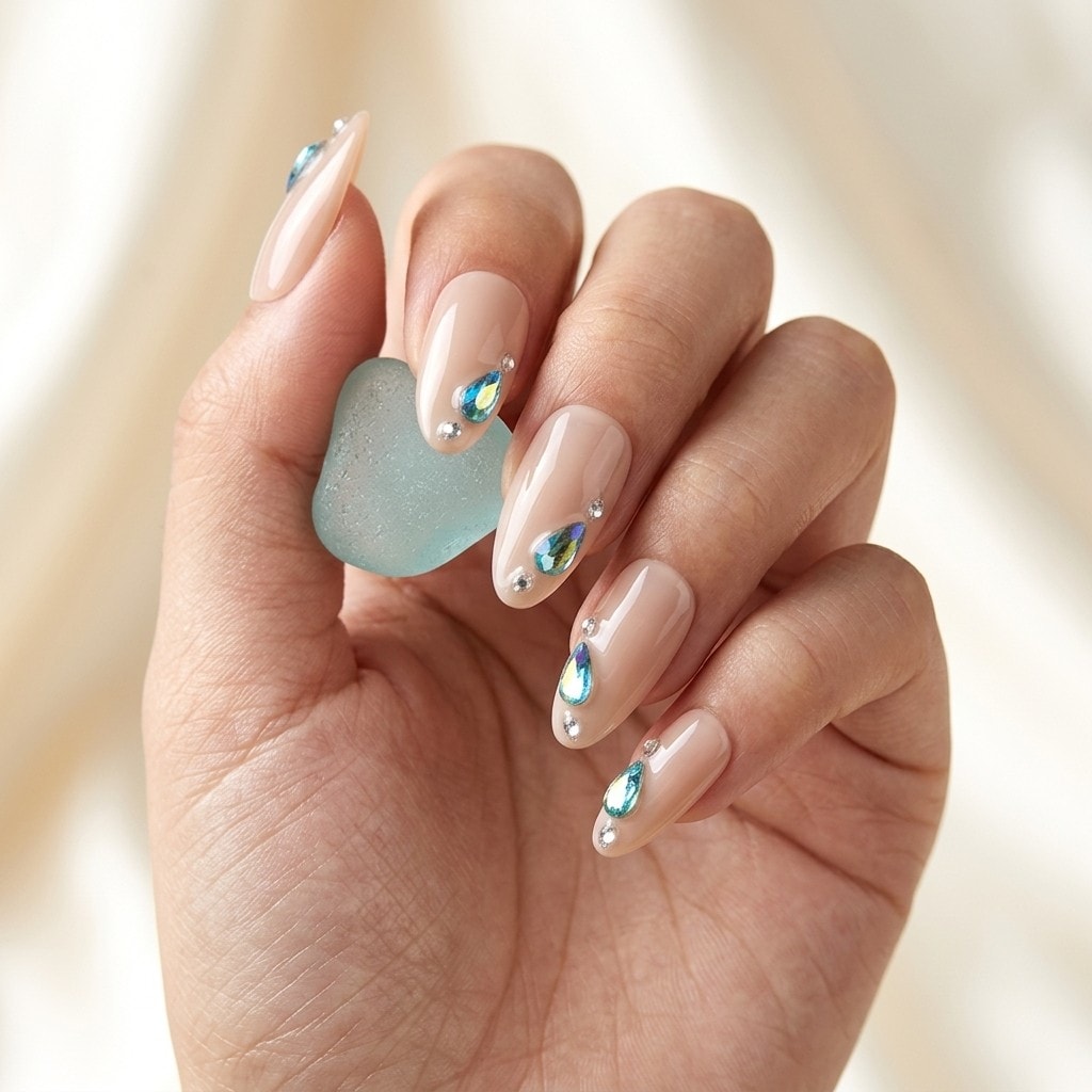 Aqua Gem press-on nails