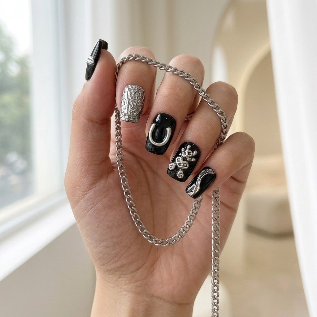 Armored Glam press-on nails