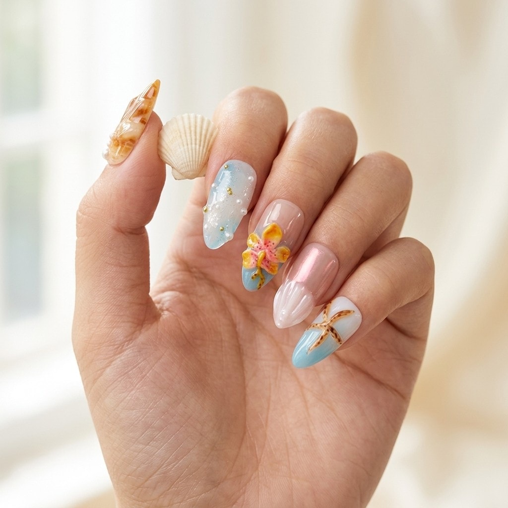Blossom Beach press-on nails