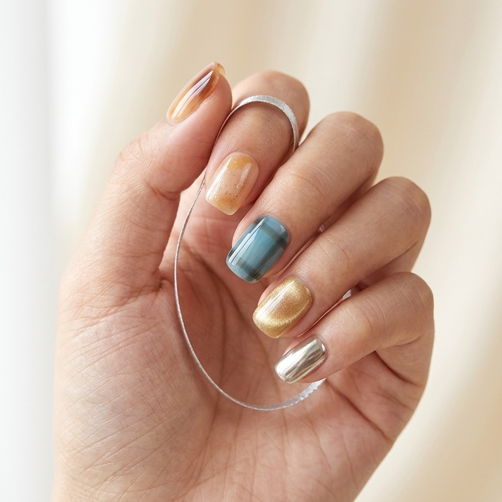 Cozy Plaid Glaze press-on nails