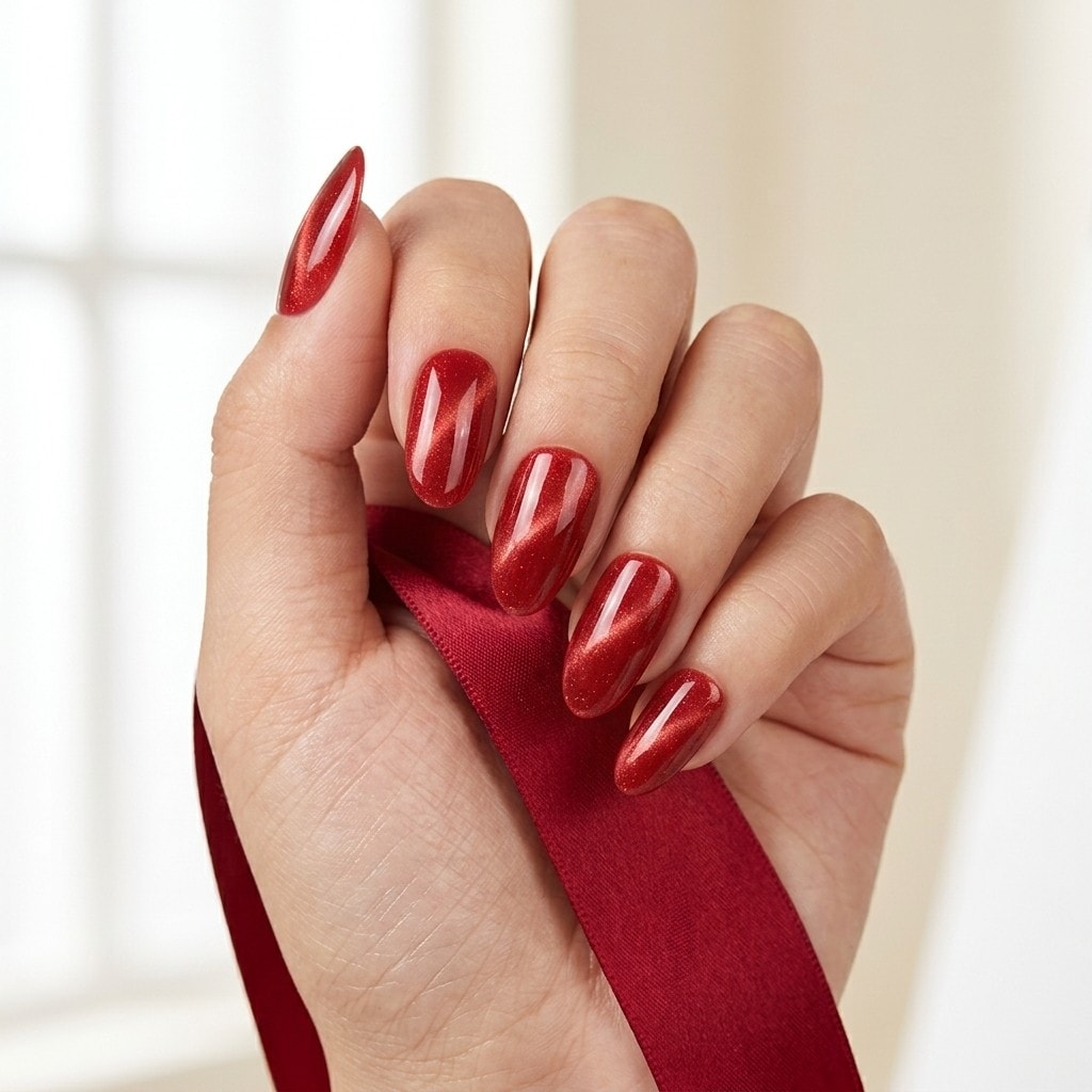 Crimson Magnet press-on nails