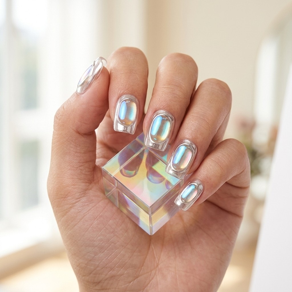 Frosty Aurora press-on nails
