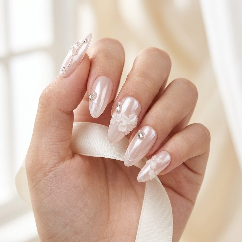 Glacial Blossom press-on nails
