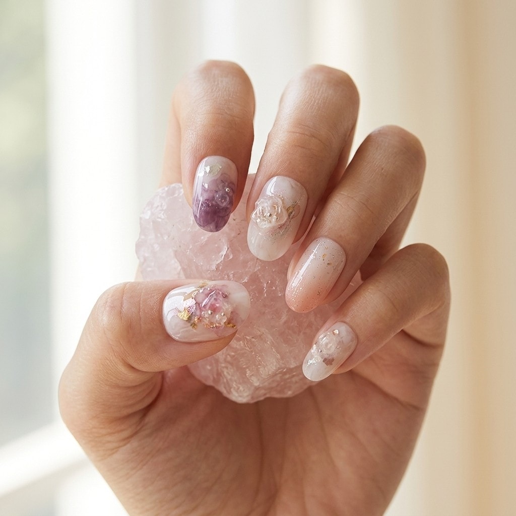 Glisten Stone Garden press-on nails