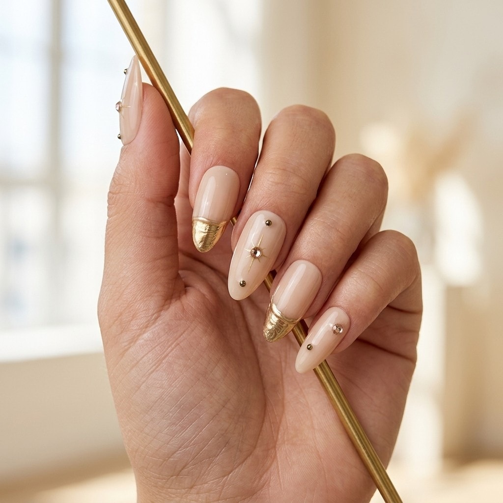 Gold Accent press-on nails