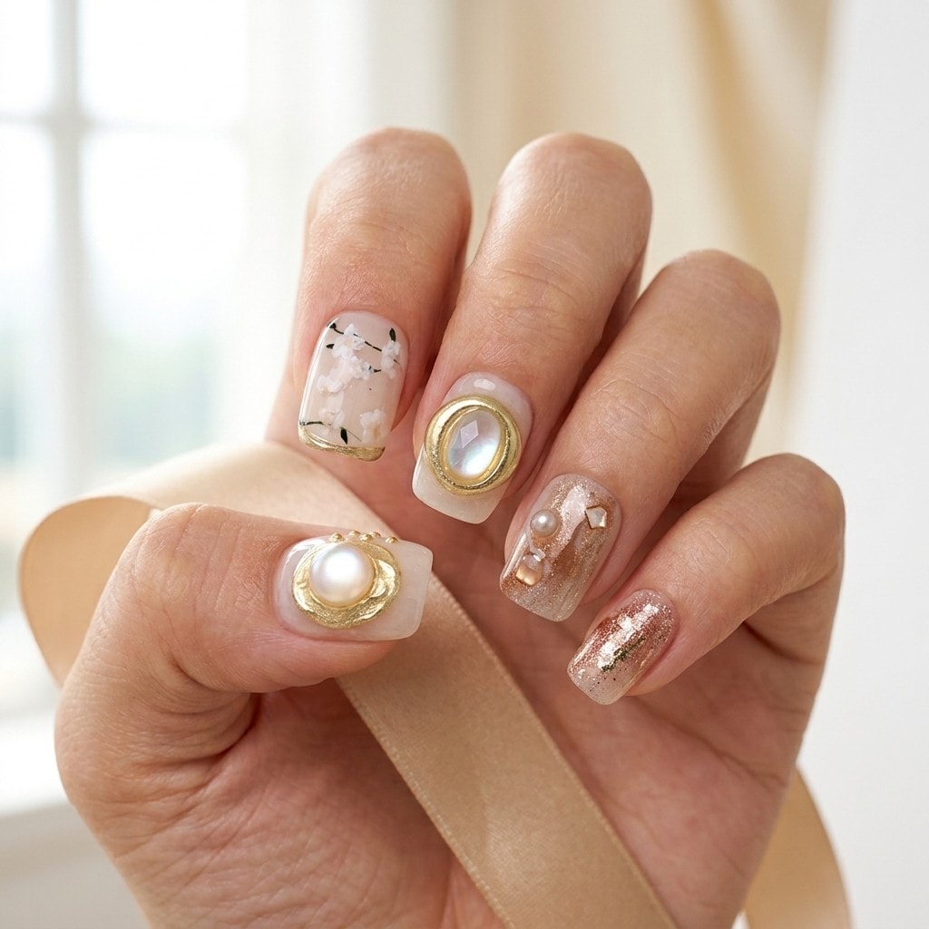 Gold Leaf Whisper press-on nails