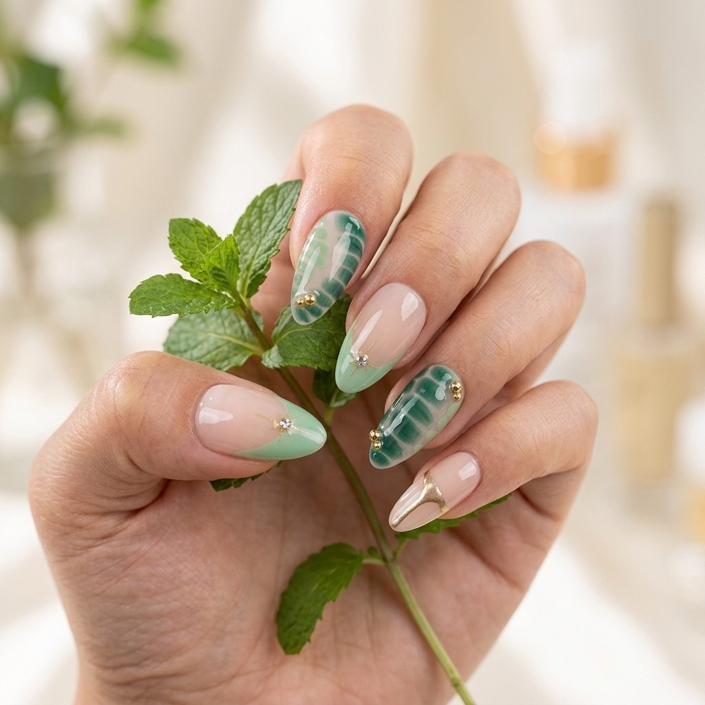 Botanical Lagoon press-on nails